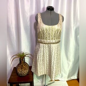 Kay Unger New York Vintage ( 1970’s ) Gold & Cream Dress